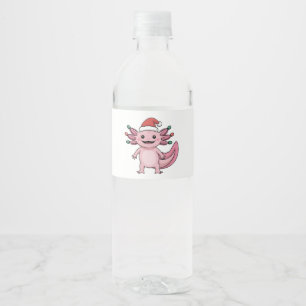 Funny Axolotl Christmas Santa Hat Xmas Outfit Water Bottle Label