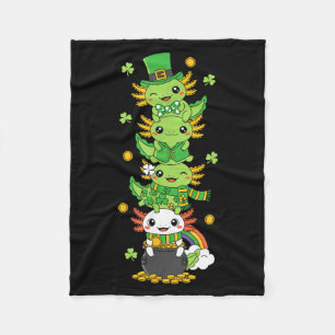 Funny Axolotl Clover St Patricks Day Womens Mens Fleece Blanket