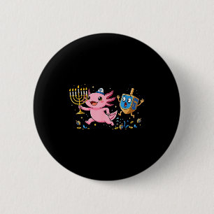 Funny Axolotl Dreidel Menorah Hanukkah Kids Womens 6 Cm Round Badge