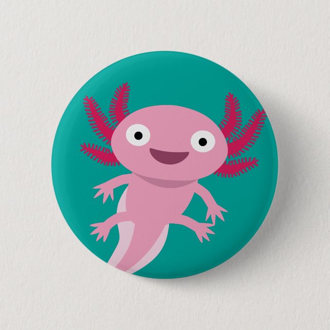 Funny Axolotl Illustration 6 Cm Round Badge (Front)