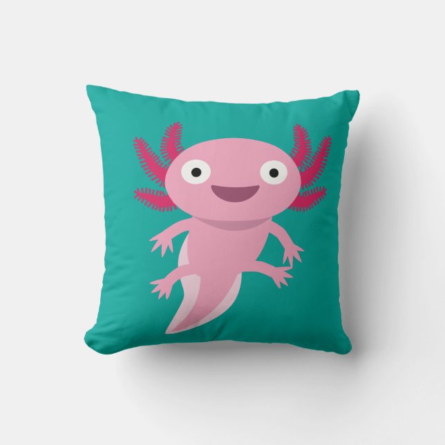 Funny Axolotl Illustration Cushion (Front)