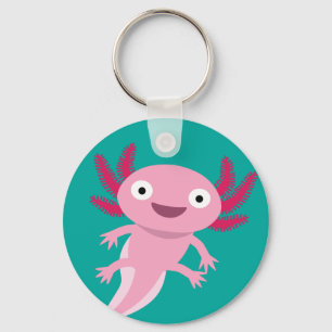 Funny Axolotl Illustration Key Ring