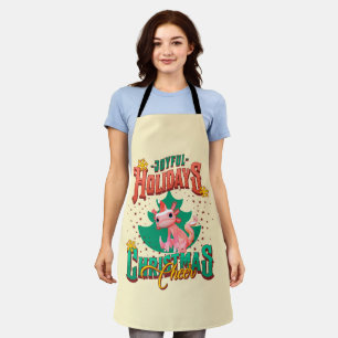 Funny Axolotl Joyful Holidays Christmas Cheers Apron