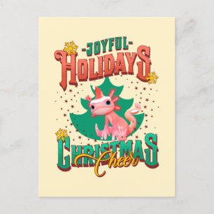 Funny Axolotl Joyful Holidays Christmas Cheers Holiday Postcard
