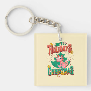 Funny Axolotl Joyful Holidays Christmas Cheers Key Ring