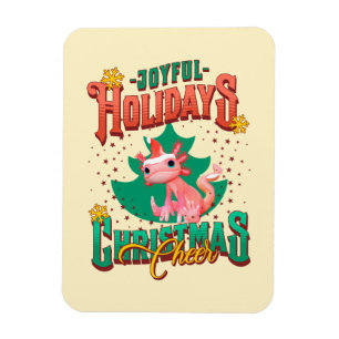 Funny Axolotl Joyful Holidays Christmas Cheers Magnet