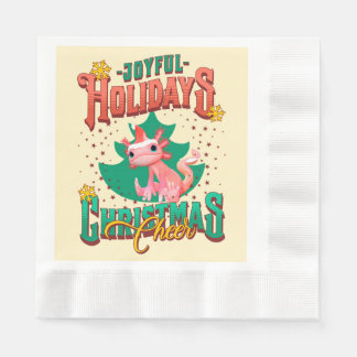 Funny Axolotl Joyful Holidays Christmas Cheers Napkin