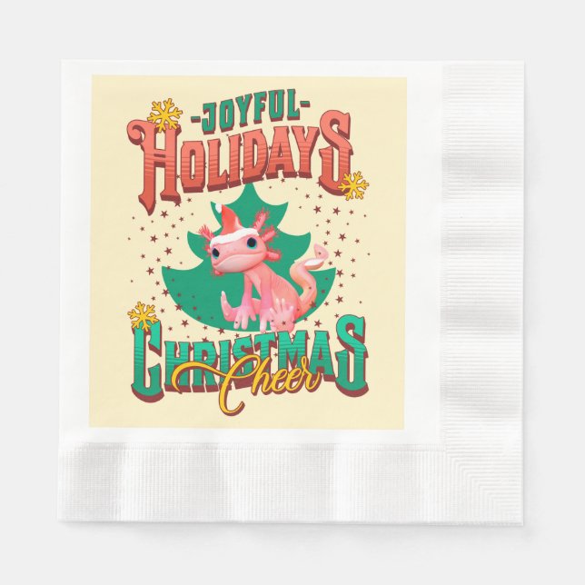 Funny Axolotl Joyful Holidays Christmas Cheers Napkin