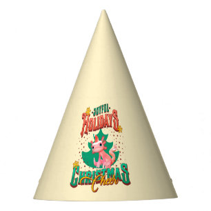 Funny Axolotl Joyful Holidays Christmas Cheers Party Hat