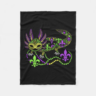 Funny Axolotl Mardi Gras Festival Carnival Womens Fleece Blanket