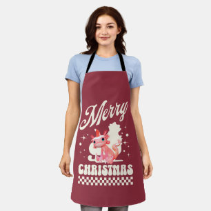 Funny Axolotl Merry Christmas Apron
