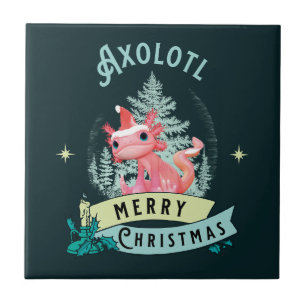 Funny Axolotl Merry Christmas Ceramic Tile