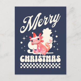 Funny Axolotl Merry Christmas Holiday Postcard