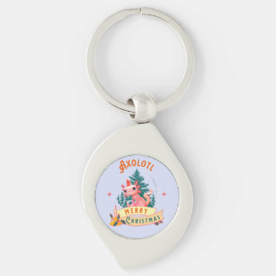 Funny Axolotl Merry Christmas Key Ring