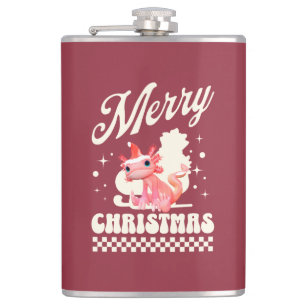 Funny Axolotl Merry Christmas Mug Hip Flask