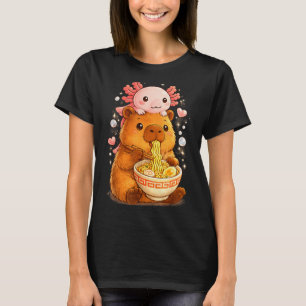 Funny axolotl noodle anime kawaii and capybara T-Shirt