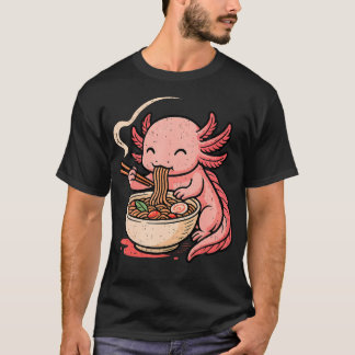 Funny Axolotl Noodle Anime Kawaii Animal Eating T-Shirt