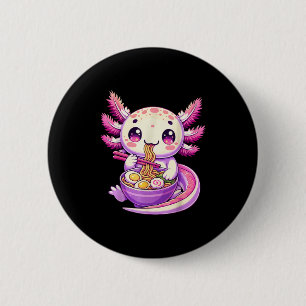 Funny Axolotl Noodle Anime Kawaii Axolotl Eating R 6 Cm Round Badge