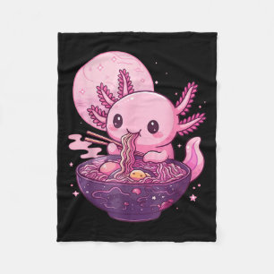Funny Axolotl Noodle Anime Kawaii Axolotl Eating R Fleece Blanket