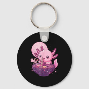 Funny Axolotl Noodle Anime Kawaii Axolotl Eating R Key Ring