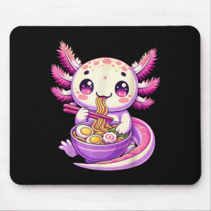 Funny Axolotl Noodle Anime Kawaii Axolotl Eating R Mouse Pad