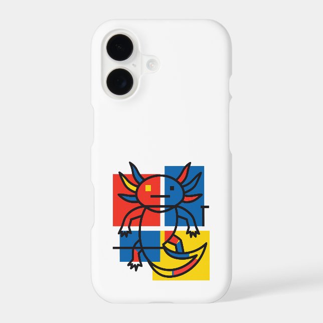 Funny Axolotl Piet Mondrian Abstract Art Pattern (Back)
