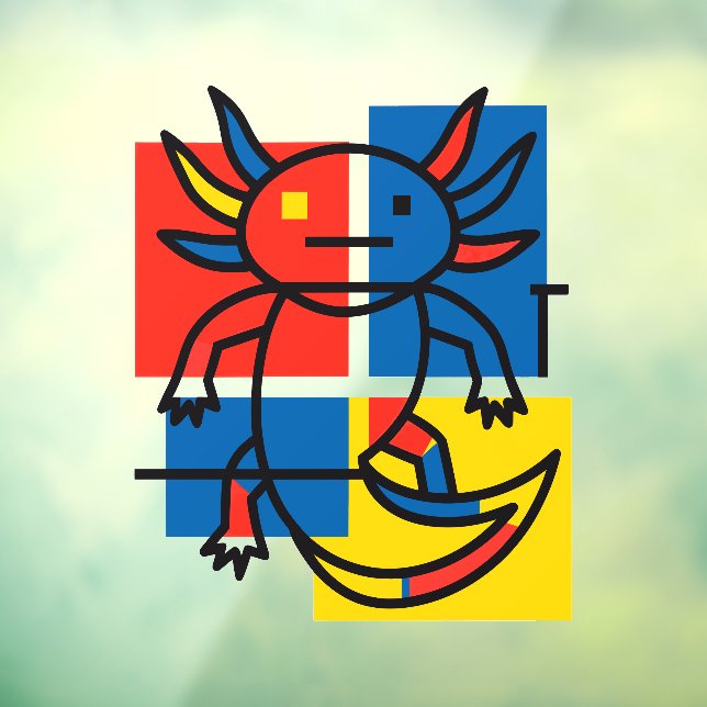 Funny Axolotl Piet Mondrian Abstract Art Pattern (Sheet 3)