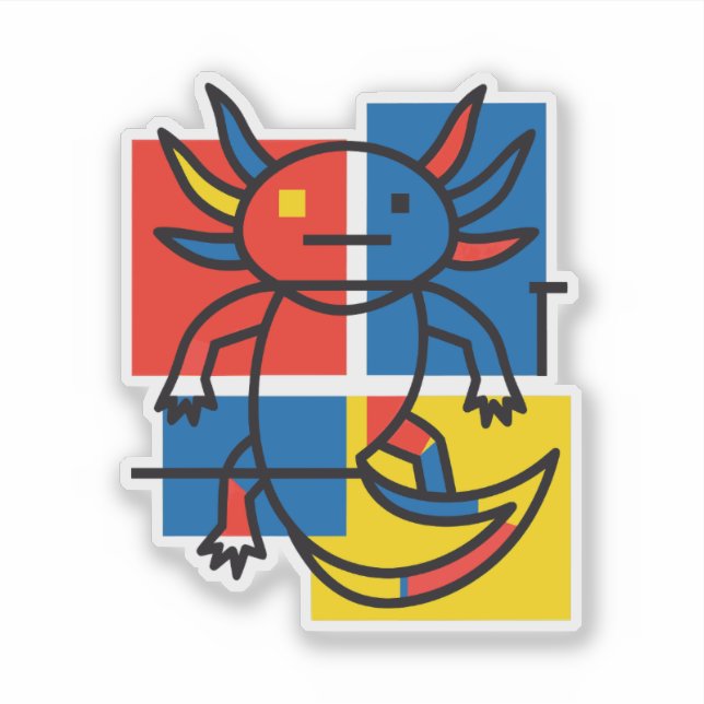 Funny Axolotl Piet Mondrian Abstract Art Pattern (Front)