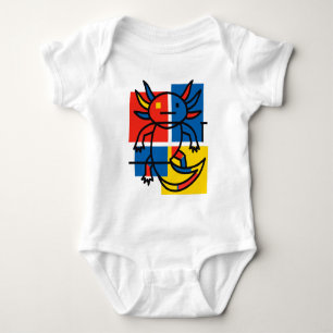 Funny Axolotl Piet Mondrian Abstract Art Pattern Baby Bodysuit
