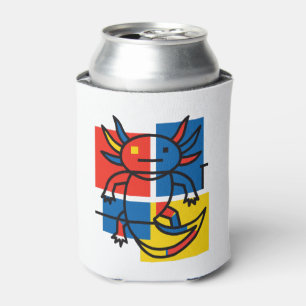 Funny Axolotl Piet Mondrian Abstract Art Pattern Can Cooler