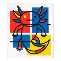 Funny Axolotl Piet Mondrian Abstract Art Pattern