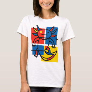 Funny Axolotl Piet Mondrian Abstract Art Pattern T-Shirt