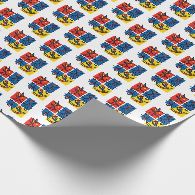 Funny Axolotl Piet Mondrian Abstract Art Pattern Wrapping Paper (Corner)