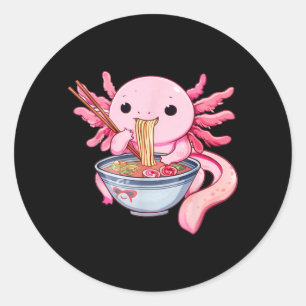 Funny Axolotl Ramen Kawaii Anime Japanese Graphic Classic Round Sticker