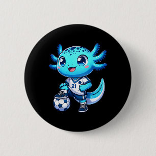 Funny Axolotl Soccer Player Boy Girl 6 Cm Round Badge