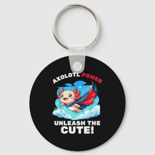 Funny Axolotl Superhero Kids Boys Girls  Key Ring