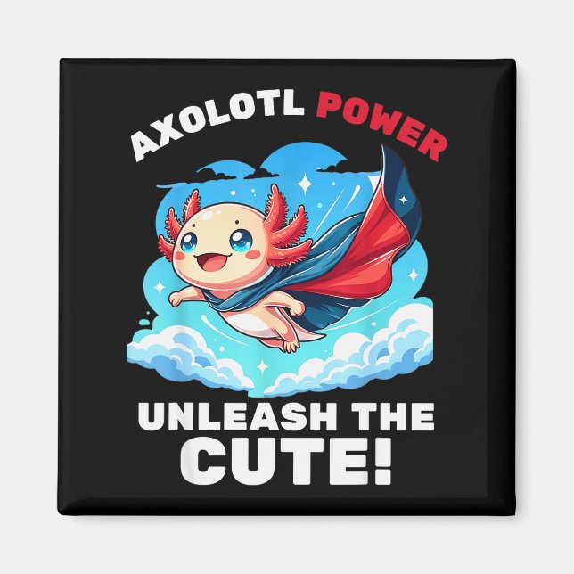 Funny Axolotl Superhero Kids Boys Girls  Magnet (Front)
