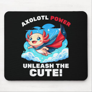 Funny Axolotl Superhero Kids Boys Girls Mouse Pad