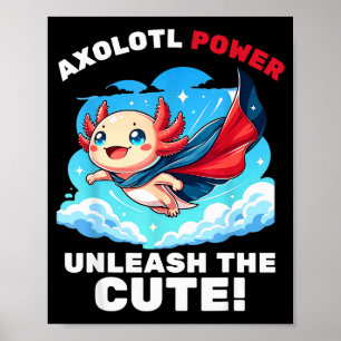 Funny Axolotl Superhero Kids Boys Girls  Poster
