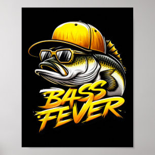 Funny B Fever Fish Yellow Trucker Hat Fishing Fish Poster