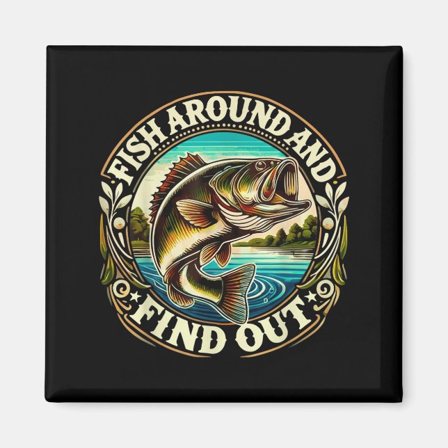 Funny B Fishing Men Dad Grandpa Fishing Lovers Ent Magnet (Front)