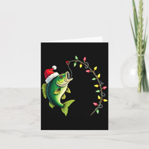 Funny B Fishing Santa Hat Christmas Pajama Fisherm Card