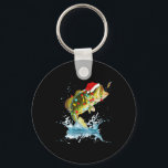 Funny B Fishing Santa Hat Christmas Pajama Fisherm Key Ring<br><div class="desc">Funny B Fishing Santa Hat Christmas Pajama Fishermen Fish</div>