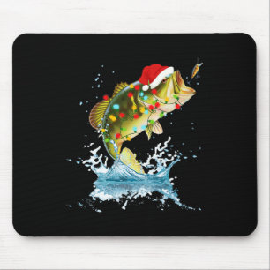 Funny B Fishing Santa Hat Christmas Pajama Fisherm Mouse Pad