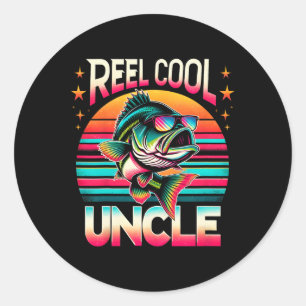 Funny B Fishing Uncle Reel Cool Uncle Father’s Day Classic Round Sticker