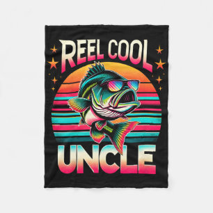 Funny B Fishing Uncle Reel Cool Uncle Father’s Day Fleece Blanket