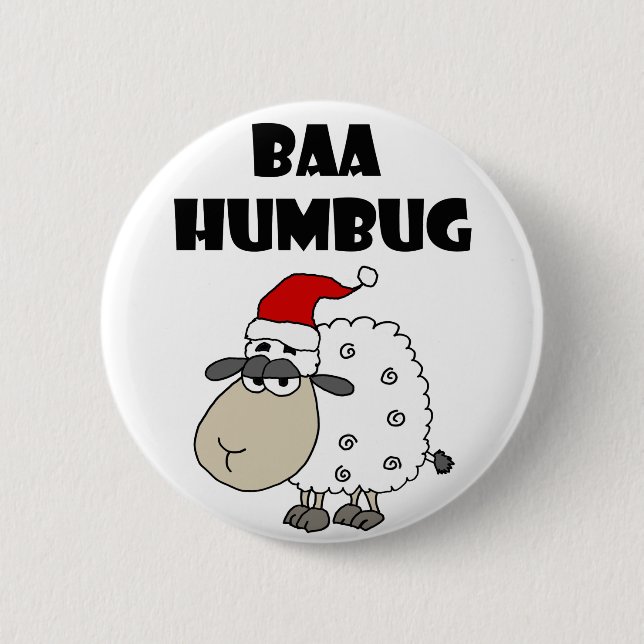 Funny Baa Humbug Christmas Cartoon 6 Cm Round Badge (Front)
