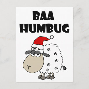 Funny Baa Humbug Christmas Cartoon Holiday Postcard