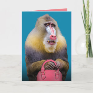 Funny Baboon All Dressed Up- Shelter In Place Card