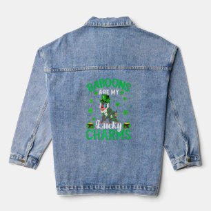 Funny Baboons Are My Lucky Charms Baboon St Patric Denim Jacket